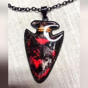Wolf Arrowhead Pendant